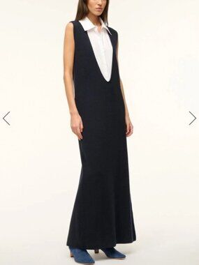 Staud Leslie Dress Navy Maxi Size S